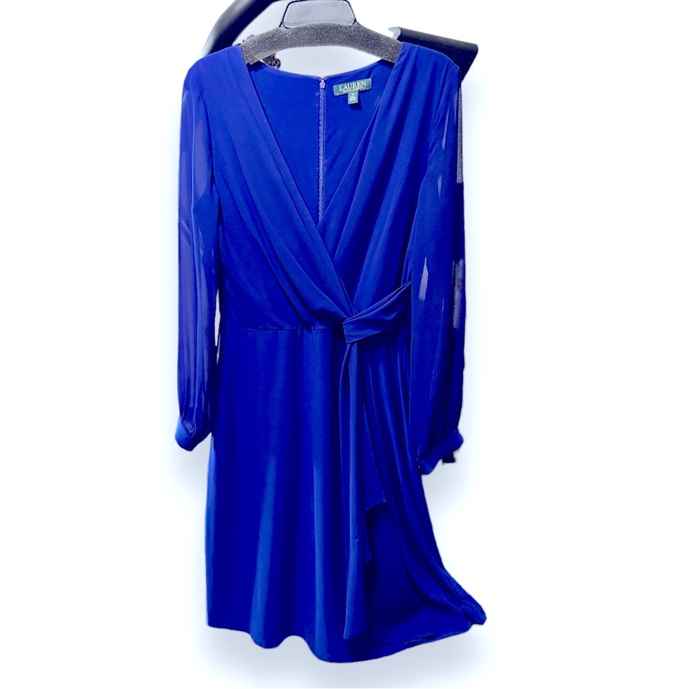 Ralph Lauren Sheer Sleeved Wrap Party / Wedding Guest Dress!